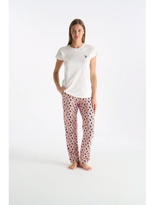 U.S. Polo Assn. Kadın Bisiklet Yaka Uzun Alt Ev Giyim Günlük Kullanıma Uygun Ekru 026YC.Z2ETA0.GR.2.OUP48.KM