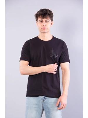 Mckanzie 7410 Süprem Sol Göğsü Enjeksiyon Çizgi Baskılı Bisiklet Yaka T-shirt