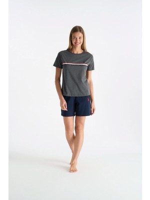 U.S. Polo Assn. Kadın Şort&tişört Takım Pijama Seti Günlük Kullanıma Uygun Antrasit 026YC.Z2ETA0.GR.1.OU.9.P4.KM
