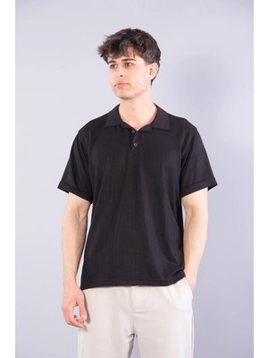 Mckanzie V7180 Modal Polo Yaka Düğmeli Kendinden Şeritli T-shirt