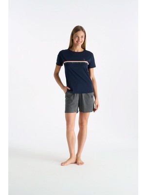 U.S. Polo Assn. Kadın Şort&tişört Takım Pijama Seti Günlük Kullanıma Uygun Lacivert 026YC.Z2ETA0.GR.1.OU.9.P4.KM