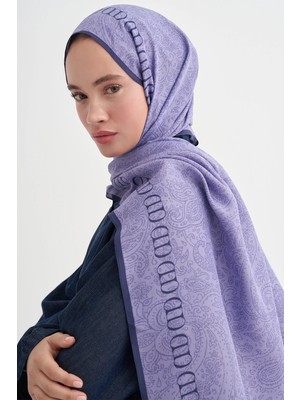 Lila Carell Elenora Monogram Floş Şal