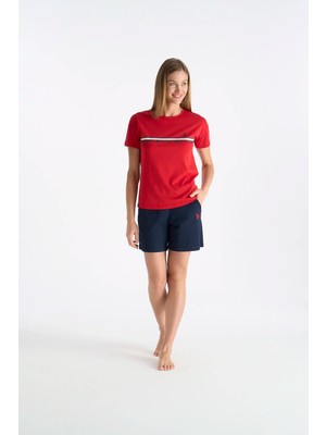 U.S. Polo Assn. Kadın Şort&tişört Takım Pijama Seti Günlük Kullanıma Uygun Kırmızı 026YC.Z2ETA0.GR.1.OU.9.P4.KM