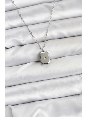 Renas Store 316L Çelik Zincir Gümüş Renk Kutup Yıldızı Model Kadın Kolye
