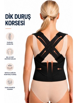 Elilom Ortopedik Dik Duruş Korsesi – Kamburluk Önleyici, Omuz Sırt Bel Destekli, Cırtlı Ayarlı Unisex