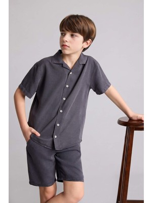 DeFacto Regular Fit Apaş Yaka Kısa Kollu Gömlek Erkek Çocuk H5646A826SM