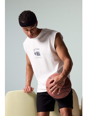 DeFacto NBA Wordmark Oversize Baskılı Bisiklet Yaka Atlet G0909AX26SM