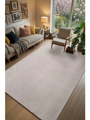Cotto Home Malta MLT01G Gri Dekoratif Şönil Kilim Geometrik Desen Yıkanabilir Yumuşak Kaymaz Taban Halı Yolluk
