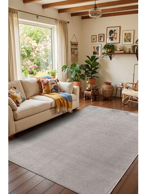 Cotto Home Valerıa VLR01G Gri Dekoratif Şönil Kilim Modern Desen Yıkanabilir Yumuşak Kaymaz Taban Halı Yolluk