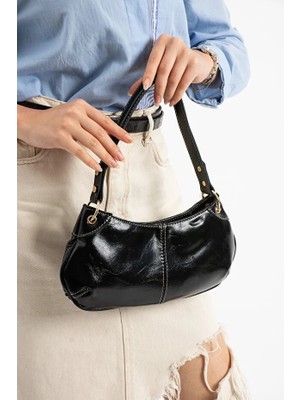 Lovely Store Bükreş Model Omuz ve El Çantası Parlak Kırçıllı Yapılı FERMUARLI(33X14)