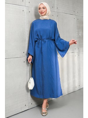 İmaj Butik Lacivert Bel Bağlamalı Salaş Elbise