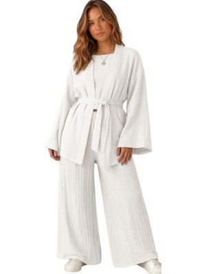 Müslin %100 Pamuk Kimono & Pantolon 2 Li Takım