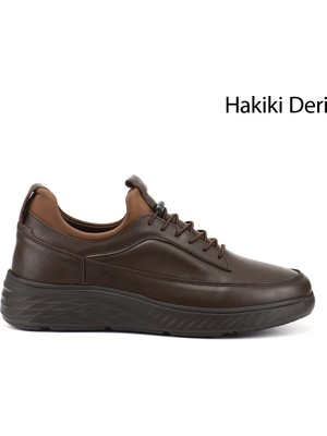 Gönderi(r) Erkek Kahverengi  Bağcıklı Hakiki Deri Sneaker