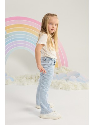 Minycenter Kız Çocuk Denim Pantolon 2 Yaş-6 Yaş Mavi