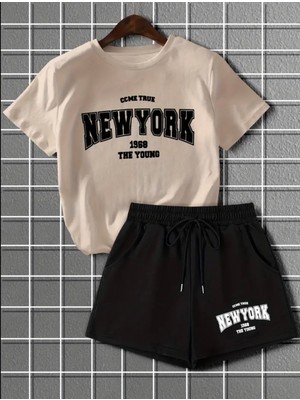 Nigrum Pardus Nıgrum Pardus Yeni Sezon New York Baskılı %100 Pamuk Erkek Çocuk T-Shirt Şort Takım