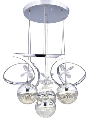 Gusto Lighting Nadya 4 Toplu Modern Sarkıt Avize ,krom Sarkıt Power LED Avize, 3 Renk Yanabilen LED Avize,