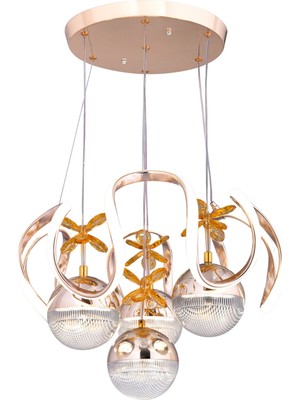 Gusto Lighting Cemre 4 Toplu Modern LED Sarkıt Avize ,gold Sarkıt Power LED Avize, 3 Renk Yanabilen LED Avize,