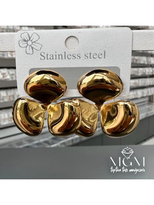 Magicool Taşsız Gold Kaplama Küpe