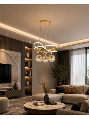Gusto Lighting Ciara 3 Toplu Modern LED Sarkıt Avize Gold Renk Yanabilen Modern Avize,salon LED Avize