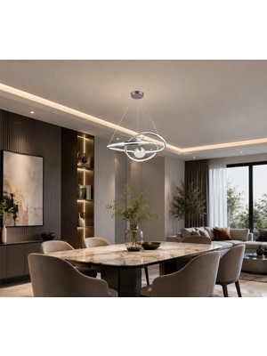 Gusto Lighting Elena Modern LED Sarkıt Avize Krom ,3 Renk Yanabilen Modern Avize,salon LED Avize