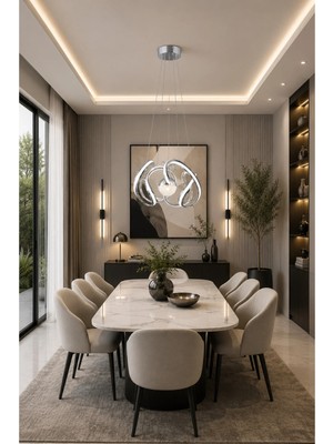 Gusto Lighting Viola LED Krom Sarkıt Avize,3 Renk Yanabilen Modern Avize,salon LED Avize