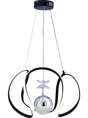 Gusto Lighting Elsa Tek Top LED Sarkıt Avize,siyah,3 Renk Yanabilen LED Avize, Modern Salon Oda LED Avize