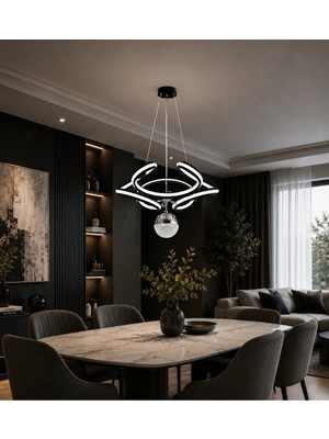 Gusto Lighting Serena Modern LED Sarkıt Avize Siyah,3 Renk Yanabilen Modern Avize,salon LED Avize