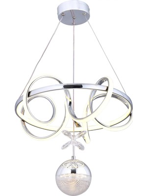 Gusto Lighting Deniz Tek Toplu Modern Sarkıt Avize ,krom Sarkıt Power LED Avize, 3 Renk Yanabilen LED Avize,