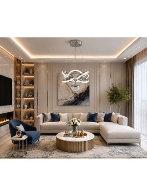 Gusto Lighting Sahra Modern Teklı LED Krom Sarkıt Avize,3 Renk Yanabilen Modern Avize,salon LED Avize