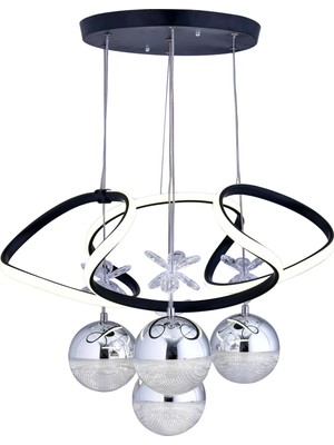 Gusto Lighting Nadya 4 Toplu Modern Sarkıt Avize ,siyah Sarkıt Power LED Avize, 3 Renk Yanabilen LED Avize,