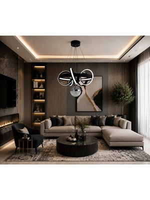 Gusto Lighting Amara Modern Teklı LED Siyah Sarkıt Avize,3 Renk Yanabilen Modern Avize,salon LED Avize