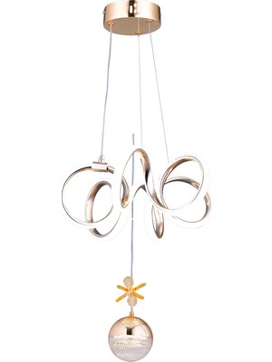 Gusto Lighting Laura Tek Top LED Sarkıt Avize,gold,3 Renk Yanabilen LED Avize, Modern Salon Oda LED Avize
