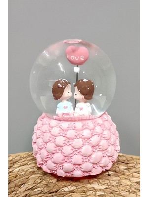 Zero Land Ilkeshop Balon Pilli Müzikli Işıklı Kar Küresi Orta Boy-Pembe