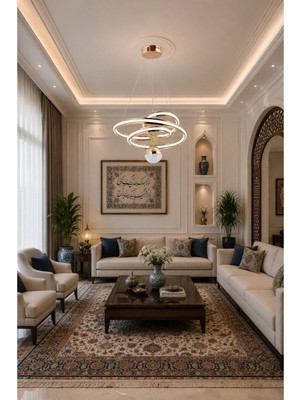 Gusto Lighting Alora LED Sarkıt Avize Gold ,3 Renk Yanabilen Modern Avize,salon LED Avize