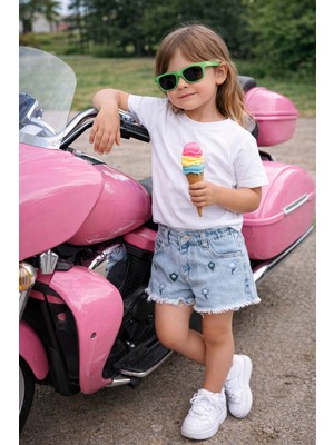 Baby Lory Kids Store Kız Çocuk Çiçek Dokumalı Desenli Kot Şort