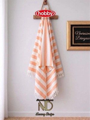 tp Buğz Hobby Stripe Somon Plaj Havlusu 70X140