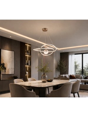Gusto Lighting Elena Modern LED Sarkıt Avize Gold ,3 Renk Yanabilen Modern Avize,salon LED Avize