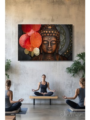 Şehber Dekoratif Yatay Kanvas Tablo Tekli Salon Yatak Odası  Yoga Buda Heykeli 3D Efekt 843