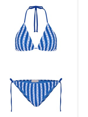 Aquella Denizci Örgü Detaylı Üçgen Bikini Takımı Desenli 210-1604