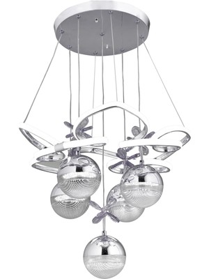 Gusto Lighting Helen 5 Top LED Sarkıt Avize,krom,3 Renk Yanabilen LED Avize, Modern Salon Oda LED Avize