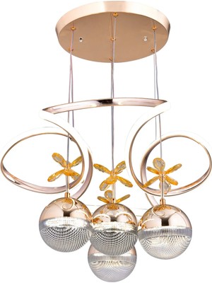 Gusto Lighting Nadya 4 Toplu Modern Sarkıt Avize ,gold Sarkıt Power LED Avize, 3 Renk Yanabilen LED Avize,