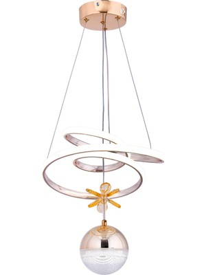 Gusto Lighting Parla Tek Top LED Sarkıt Avize,gold,3 Renk Yanabilen LED Avize, Modern Salon Oda LED Avize