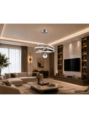 Gusto Lighting Valeria Modern Krom LED Sarkıt Avize,3 Renk Yanabilen Modern Avize,salon LED Avize