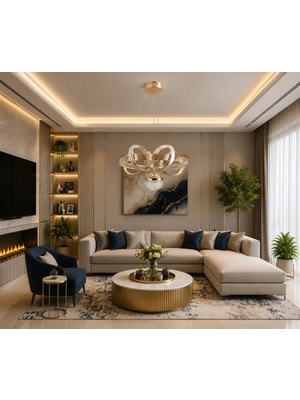 Gusto Lighting Amara Modern Teklı LED Gold Sarkıt Avize,3 Renk Yanabilen Modern Avize,salon LED Avize