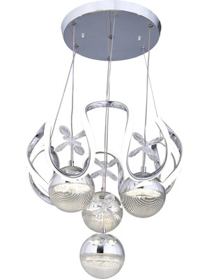 Gusto Lighting Cemre 4 Toplu Modern LED Sarkıt Avize ,krom Sarkıt Power LED Avize, 3 Renk Yanabilen LED Avize,