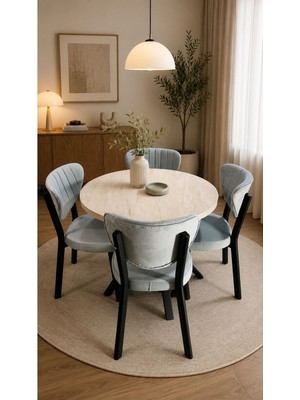 Modern Style Home Luna Doğal Ahşap Görünümlü Yemek Masası Takımı Modern Tasarım - Mutfak Masası
