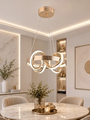 Gusto Lighting Hera Modern Gold LED Sarkıt Avize,3 Renk Yanabilen Modern Avize,salon LED Avize