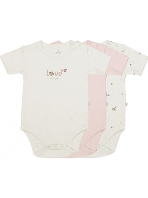 Bistyle 3lü Body Yarım Kol Love Grows Kutulu 17173 Ekru