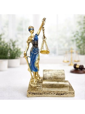 Keyfim Shop Adalet Kadını Adalet Terazisi Heykeli Kartvizitlik 18*14 cm
