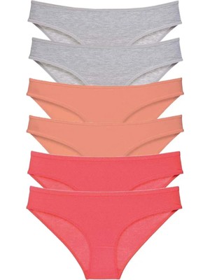 Nemere 6 Adet Süper Eko Set Likralı Kadın Slip Külot Gri Pudra Fuşya